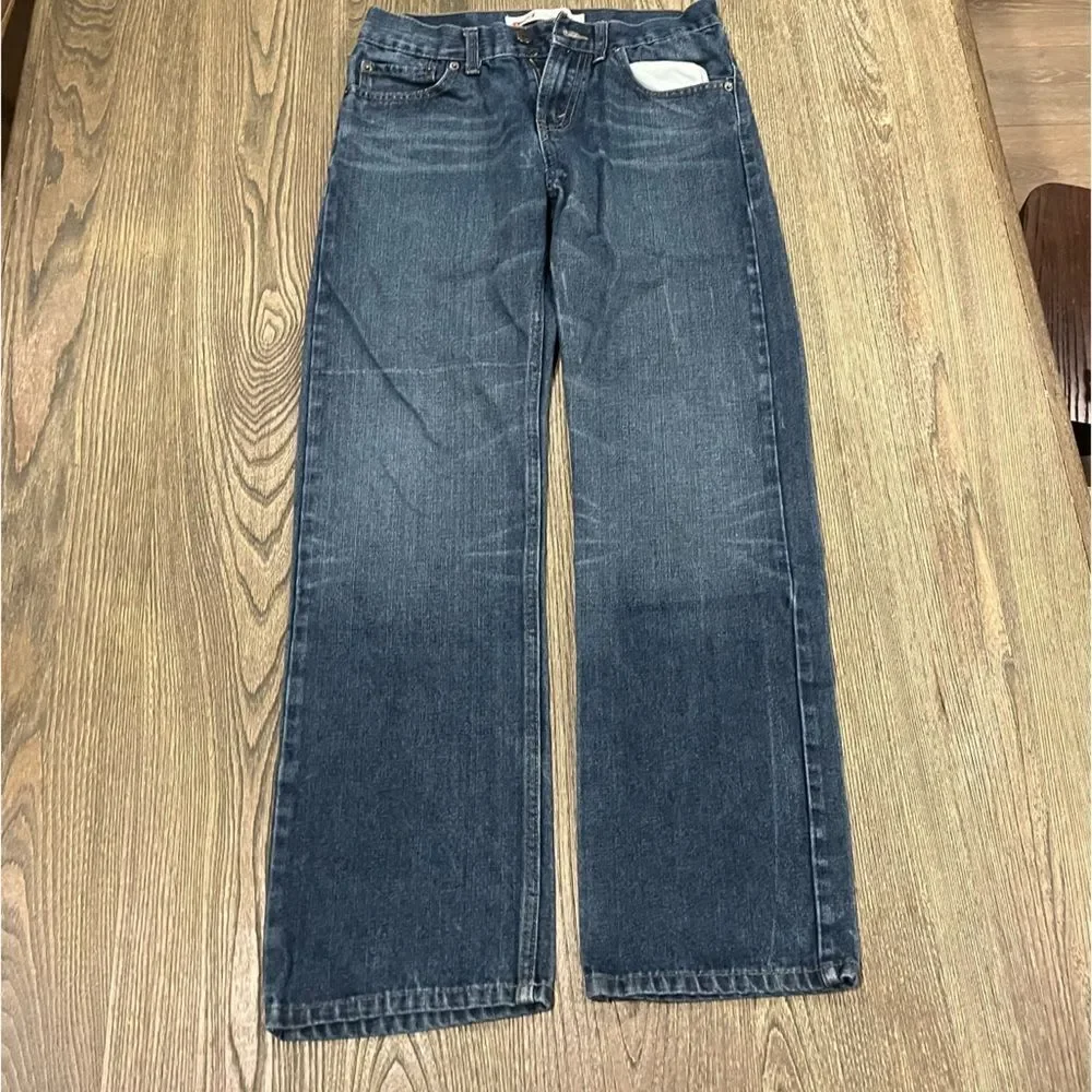 Levi's Youth Boys 514 Slim Straight Jeans Whisker Denim Medium Wash Blue Size 18